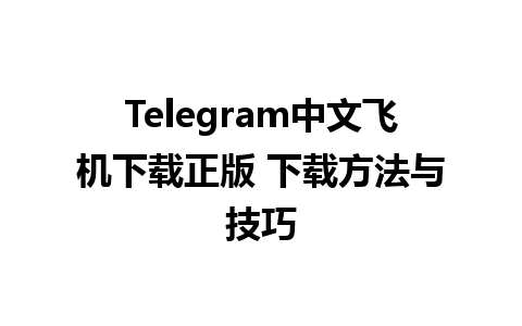 Telegram中文飞机下载正版 下载方法与技巧